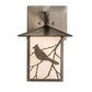 Meyda Lighting Seneca 9"Sq Antique Brass Song Bird Straight Arm Wall Sconce With White Art Shade Glass