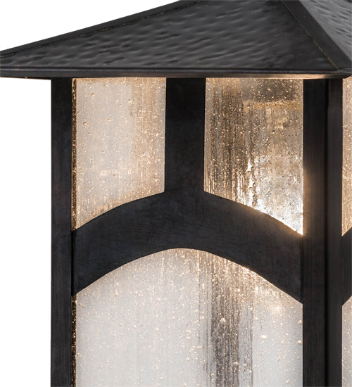 Meyda Lighting Seneca 9"Sq Craftsman Brown Hill Top Pendant Light With Clear Seeded Shade Glass