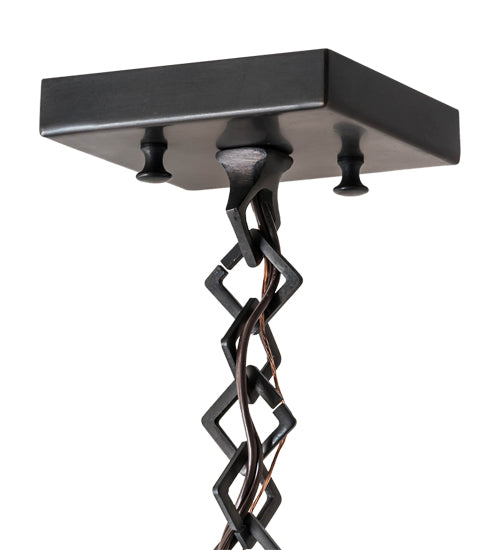 Meyda Lighting Seneca 9"Sq Craftsman Brown Hill Top Pendant Light With Clear Seeded Shade Glass