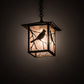 Meyda Lighting Seneca 9"Sq Craftsman Brown Song Bird Pendant Light With Frosted Rainyvue Shade Glass