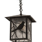 Meyda Lighting Seneca 9"Sq Craftsman Brown Song Bird Pendant Light With Frosted Rainyvue Shade Glass