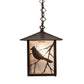 Meyda Lighting Seneca 9"Sq Craftsman Brown Song Bird Pendant Light With Frosted Rainyvue Shade Glass