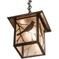 Meyda Lighting Seneca 9"Sq Craftsman Brown Song Bird Pendant Light With Frosted Rainyvue Shade Glass