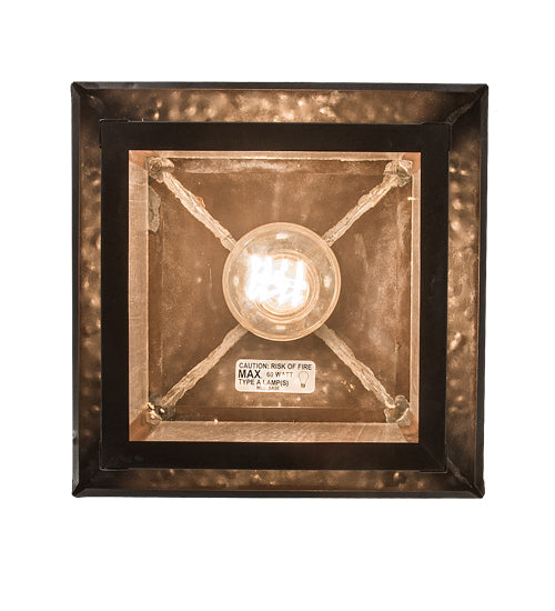 Meyda Lighting Seneca 9"Sq Craftsman Brown Song Bird Pendant Light With Frosted Rainyvue Shade Glass