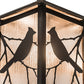 Meyda Lighting Seneca 9"Sq Craftsman Brown Song Bird Pendant Light With Frosted Rainyvue Shade Glass
