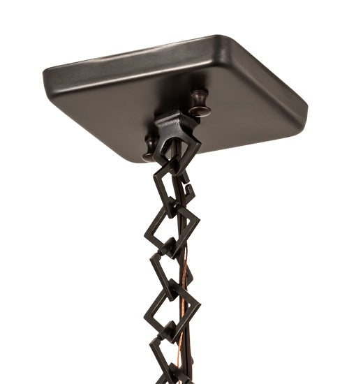 Meyda Lighting Seneca 9"Sq Craftsman Brown Song Bird Pendant Light With Frosted Rainyvue Shade Glass