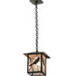 Meyda Lighting Seneca 9"Sq Craftsman Brown Song Bird Pendant Light With Frosted Rainyvue Shade Glass