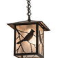 Meyda Lighting Seneca 9"Sq Craftsman Brown Song Bird Pendant Light With Frosted Rainyvue Shade Glass