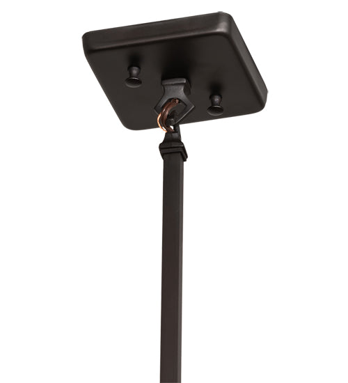 Meyda Lighting Seneca 9"Sq Craftsman Brown Winter Pine Pendant Light With Beige Shade Glass