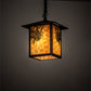 Meyda Lighting Seneca 9"Sq Craftsman Brown Winter Pine Pendant Light With Beige Shade Glass