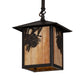 Meyda Lighting Seneca 9"Sq Craftsman Brown Winter Pine Pendant Light With Beige Shade Glass