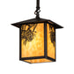 Meyda Lighting Seneca 9"Sq Craftsman Brown Winter Pine Pendant Light With Beige Shade Glass