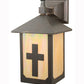Meyda Lighting Seneca Son's 7" Craftsman Brown Wall Sconce With Beige Iridescent Shade Glass