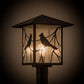 Meyda Lighting Sequoia 18" Craftsman Brown Song Bird Outdoor Post Mount Light With Clear Seeded Shade Glass
