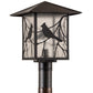 Meyda Lighting Sequoia 18" Craftsman Brown Song Bird Outdoor Post Mount Light With Clear Seeded Shade Glass