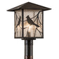 Meyda Lighting Sequoia 18" Craftsman Brown Song Bird Outdoor Post Mount Light With Clear Seeded Shade Glass