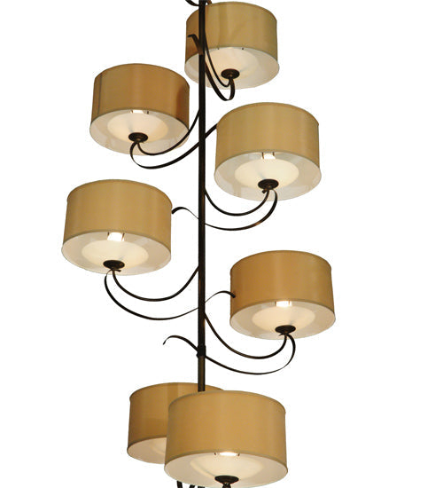 Meyda Lighting Sequoia 60" 14-Light 14-Arm Antique Copper Chandelier With Beige Textrene Shade