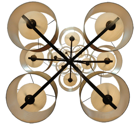 Meyda Lighting Sequoia 60" 14-Light 14-Arm Antique Copper Chandelier With Beige Textrene Shade
