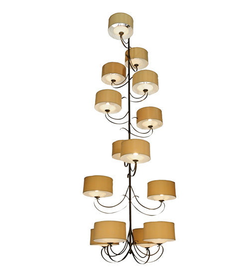 Meyda Lighting Sequoia 60" 14-Light 14-Arm Antique Copper Chandelier With Beige Textrene Shade