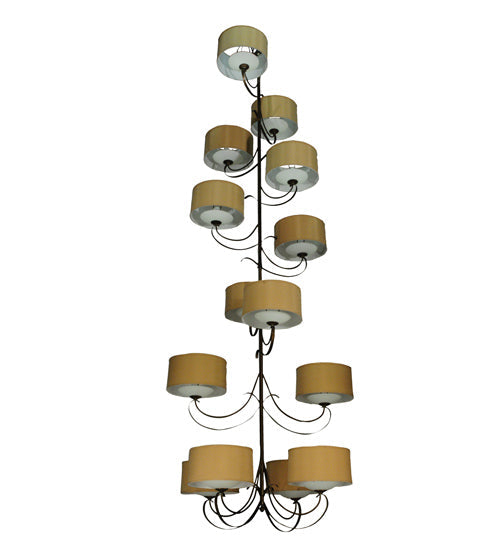 Meyda Lighting Sequoia 60" 14-Light 14-Arm Antique Copper Chandelier With Beige Textrene Shade