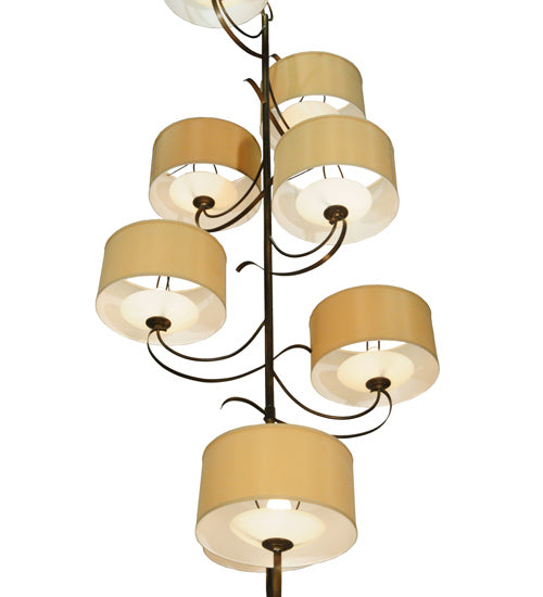 Meyda Lighting Sequoia 60" 14-Light 14-Arm Antique Copper Chandelier With Beige Textrene Shade