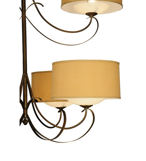 Meyda Lighting Sequoia 60" 14-Light 14-Arm Antique Copper Chandelier With Beige Textrene Shade