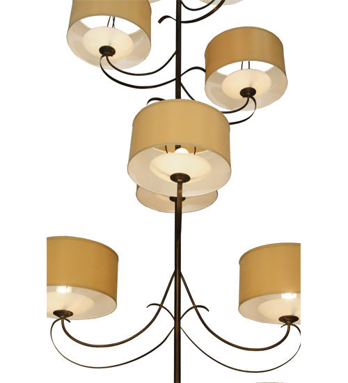 Meyda Lighting Sequoia 60" 14-Light 14-Arm Antique Copper Chandelier With Beige Textrene Shade