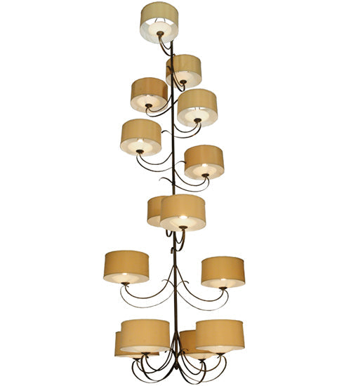 Meyda Lighting Sequoia 60" 14-Light 14-Arm Antique Copper Chandelier With Beige Textrene Shade
