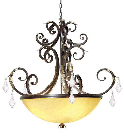 Meyda Lighting Serratina 43" 5-Light Cajun Spice Chandelier With Amber Quartz Idalight Shade