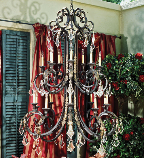 Meyda Lighting Serratina 48" 20-Light 2-Tier French Bronze Chandelier With Honey Amber Faux Candlelight