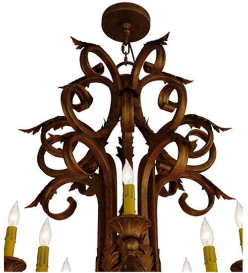 Meyda Lighting Serratina 48" 20-Light Autumn Leaf Chandelier With Amber Faux Candlelight