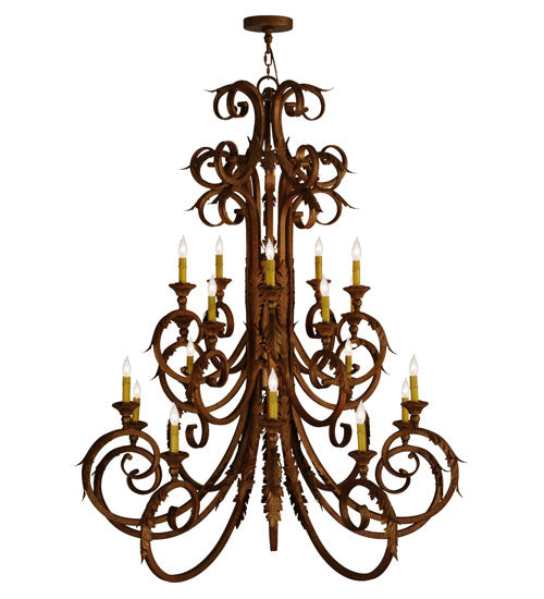 Meyda Lighting Serratina 48" 20-Light Autumn Leaf Chandelier With Amber Faux Candlelight
