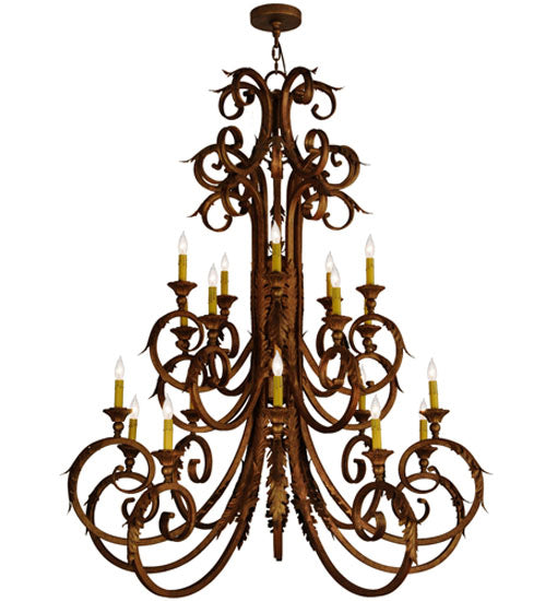 Meyda Lighting Serratina 48" 20-Light Autumn Leaf Chandelier With Amber Faux Candlelight