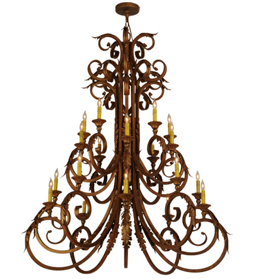 Meyda Lighting Serratina 48" 20-Light Autumn Leaf Chandelier With Amber Faux Candlelight