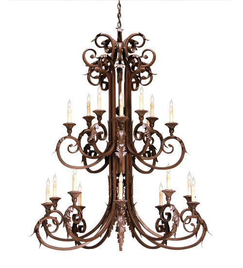 Meyda Lighting Serratina 48" 20-Light Rustic Iron Chandelier With White Faux Candlelight