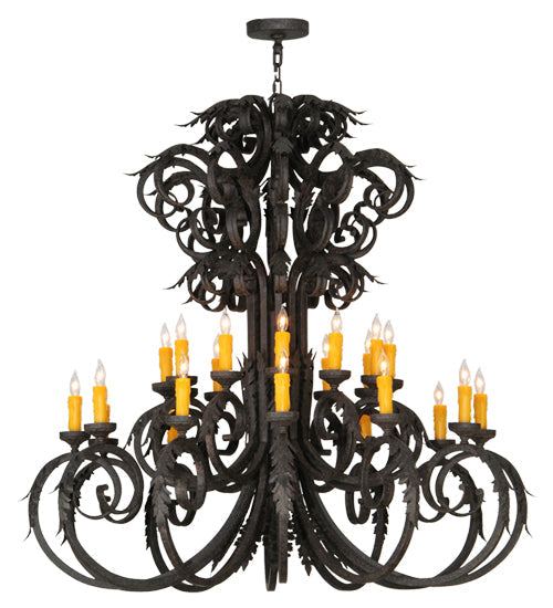 Meyda Lighting Serratina 50" 24-Light Coffee Bean Chandelier With Amber Faux Candlelight