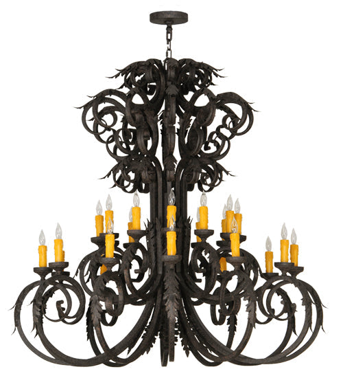Meyda Lighting Serratina 50" 24-Light Coffee Bean Chandelier With Amber Faux Candlelight