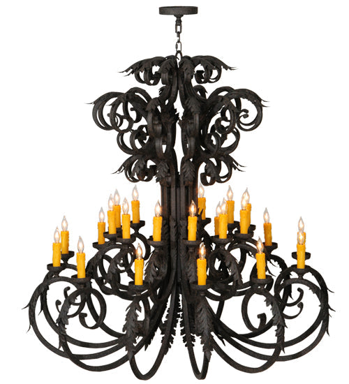 Meyda Lighting Serratina 50" 24-Light Coffee Bean Chandelier With Amber Faux Candlelight