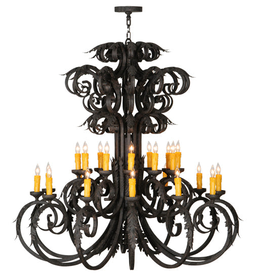 Meyda Lighting Serratina 50" 24-Light Coffee Bean Chandelier With Amber Faux Candlelight