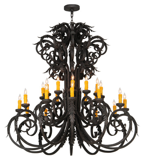 Meyda Lighting Serratina 50" 24-Light Coffee Bean Chandelier With Amber Faux Candlelight