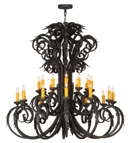 Meyda Lighting Serratina 50" 24-Light Coffee Bean Chandelier With Amber Faux Candlelight