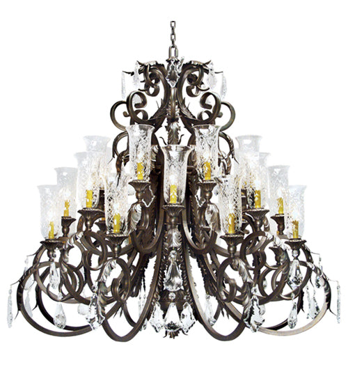 Meyda Lighting Serratina 54" 24-Light Corinth Chandelier With Clear Hurricane Shade Glass