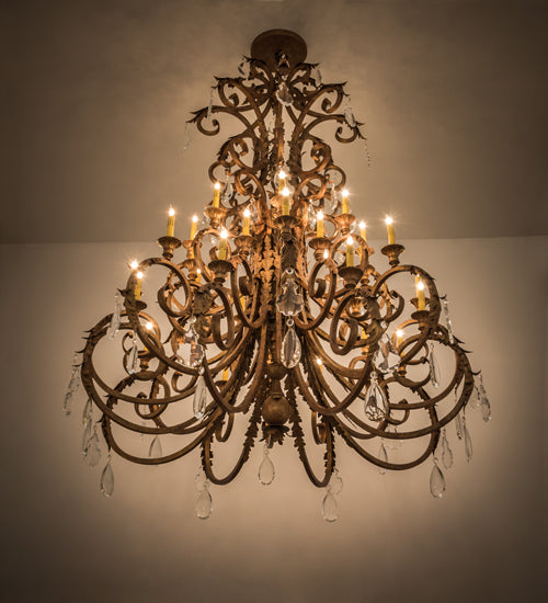 Meyda Lighting Serratina 60" 32-Light Autumn Leaf Chandelier With Amber Faux Candlelight
