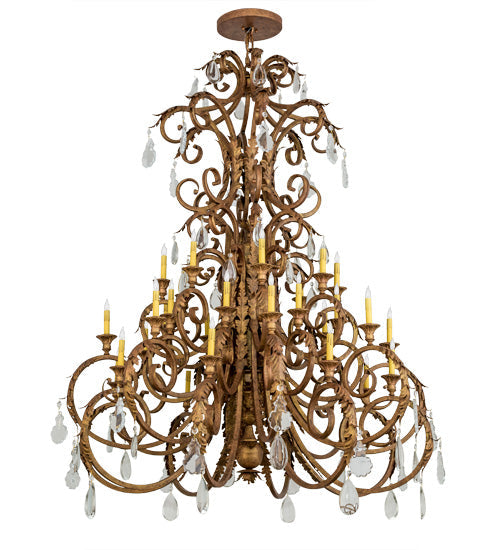 Meyda Lighting Serratina 60" 32-Light Autumn Leaf Chandelier With Amber Faux Candlelight