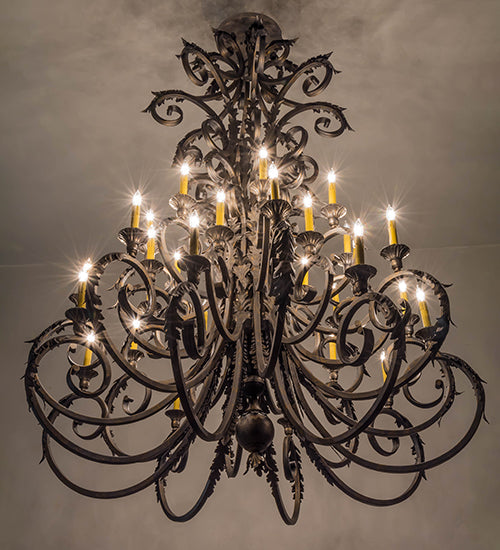 Meyda Lighting Serratina 60" 32-Light French Bronze Chandelier With Faux Candlelight