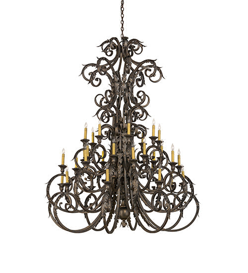 Meyda Lighting Serratina 60" 32-Light French Bronze Chandelier With Faux Candlelight