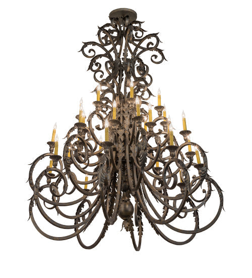 Meyda Lighting Serratina 60" 32-Light French Bronze Chandelier With Faux Candlelight