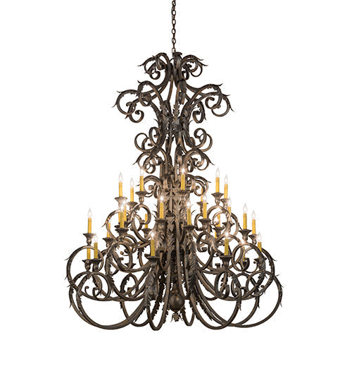 Meyda Lighting Serratina 60" 32-Light French Bronze Chandelier With Faux Candlelight