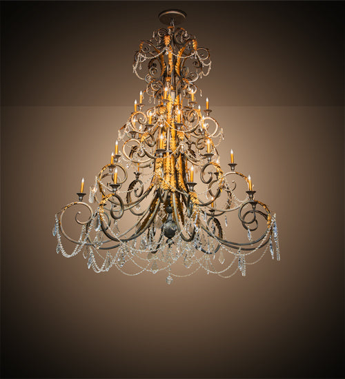 Meyda Lighting Serratina 78" 32-Light French Bronze Chandelier With Gold Faux Candlelight