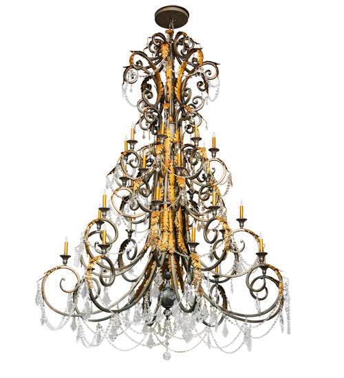 Meyda Lighting Serratina 78" 32-Light French Bronze Chandelier With Gold Faux Candlelight